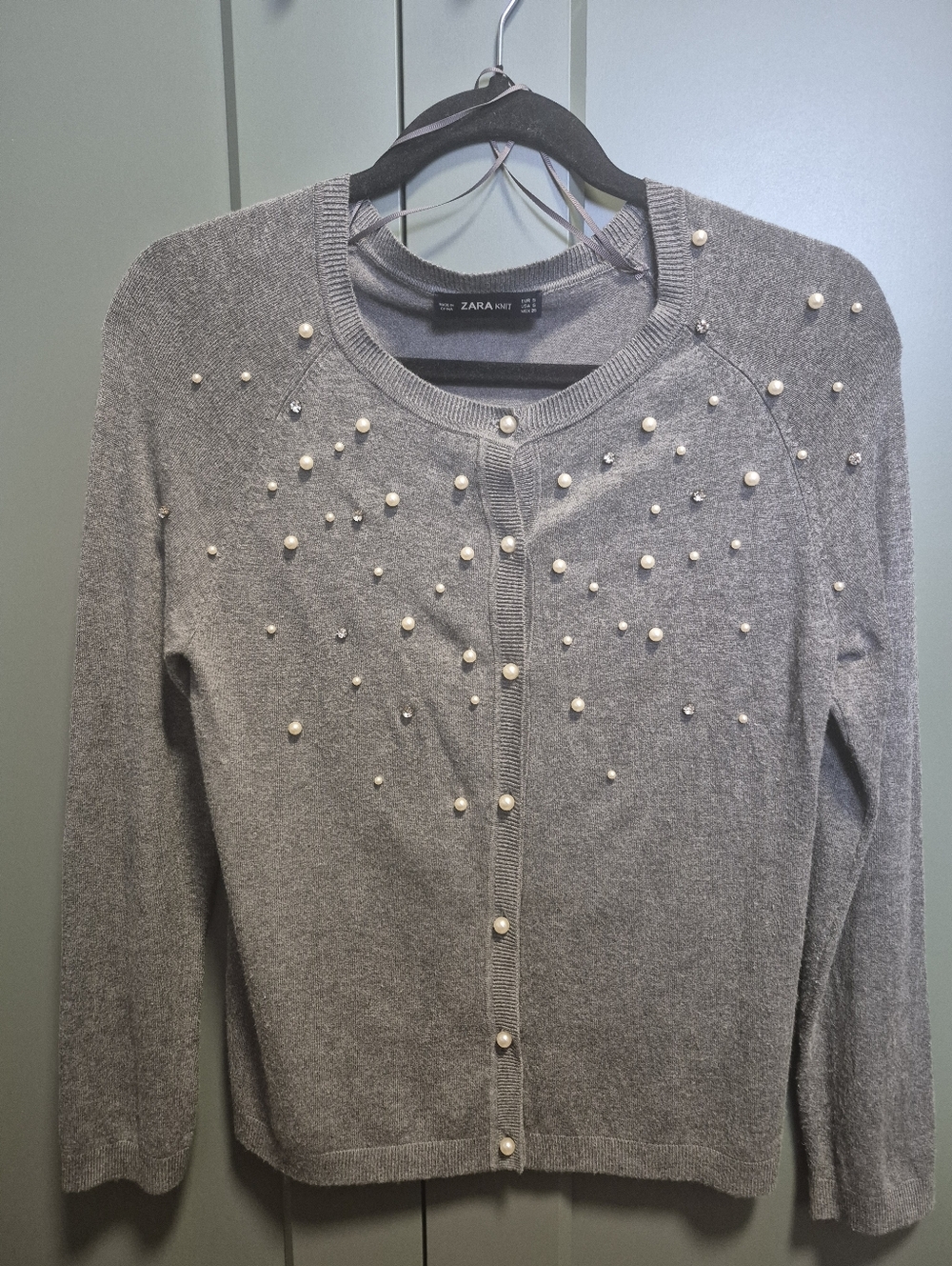 Elegant Cardigan with Pearl and Stone Accents